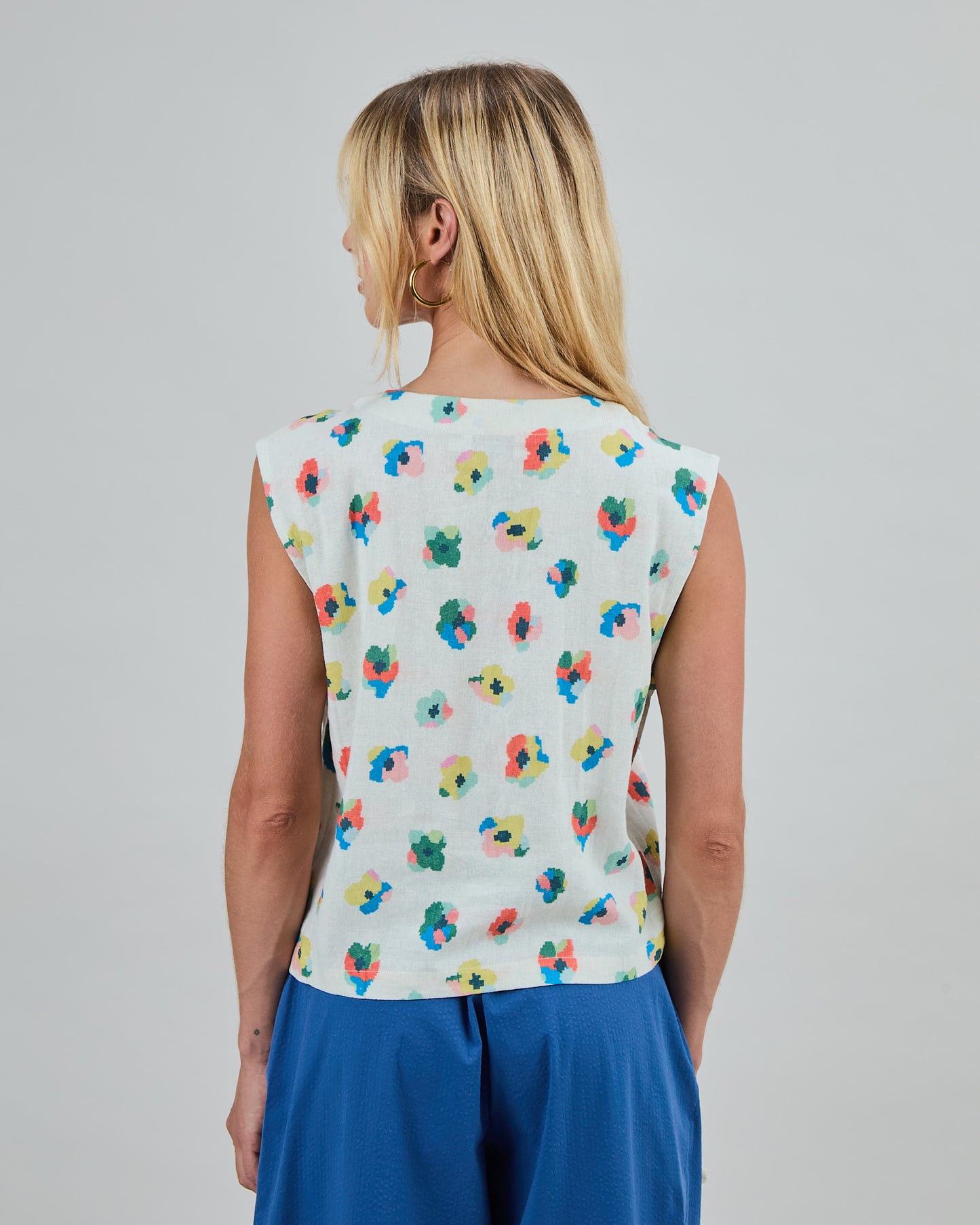 Button Up Blouse - Mini Flower Ecru
