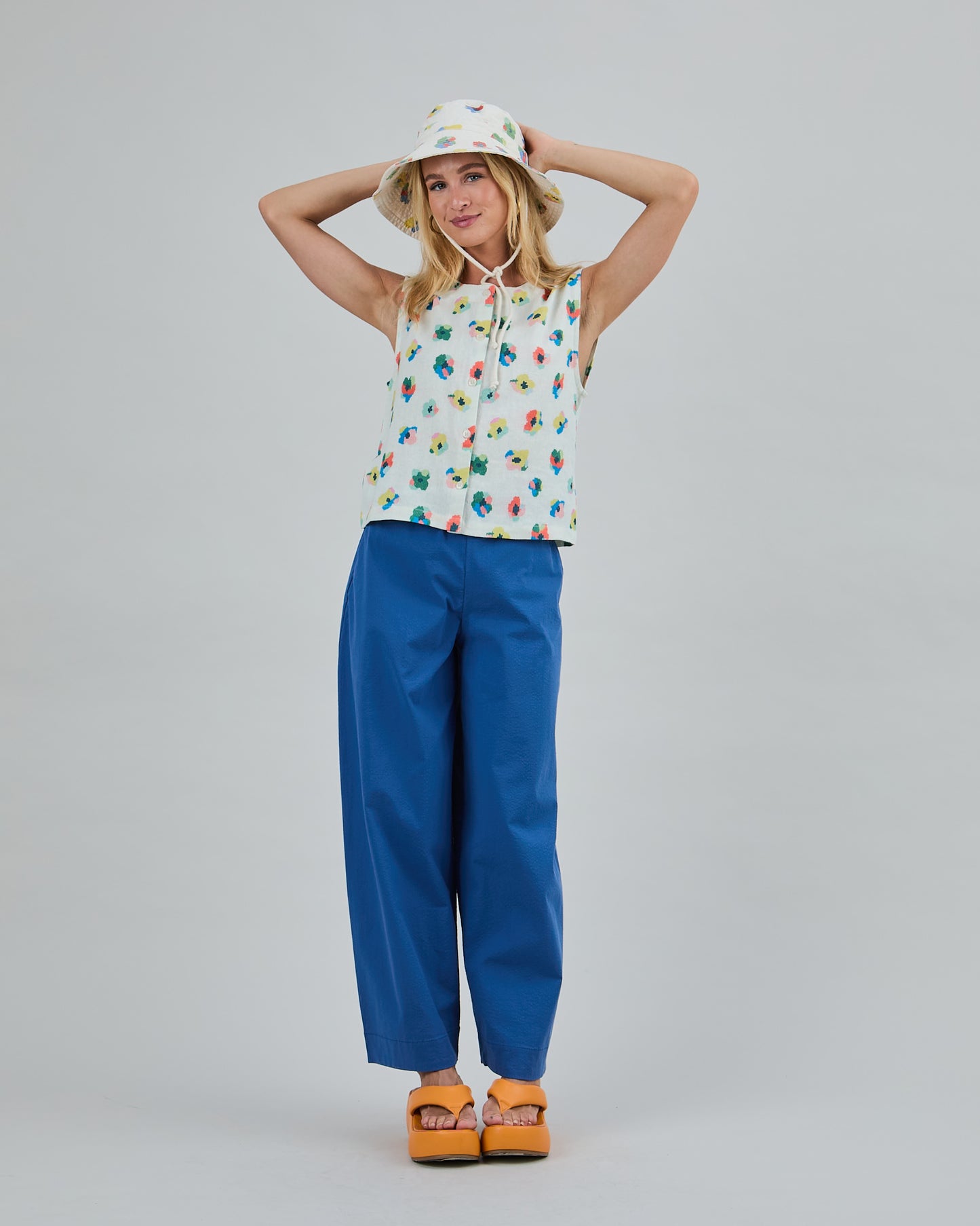 Button Up Blouse - Mini Flower Ecru