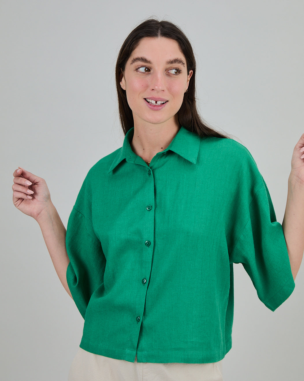 Boxy Squared Blouse - Green