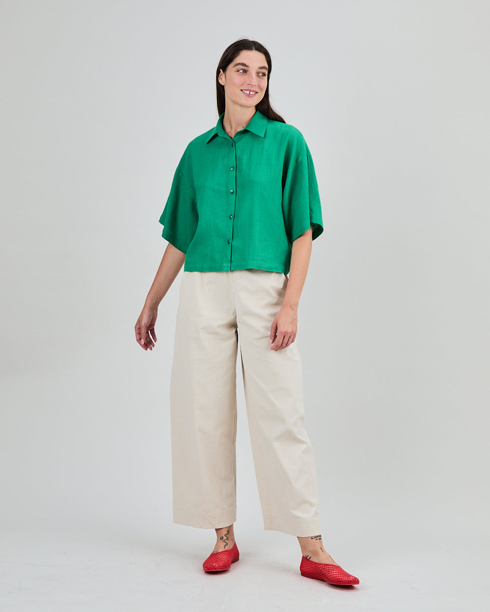 Boxy Squared Blouse - Green