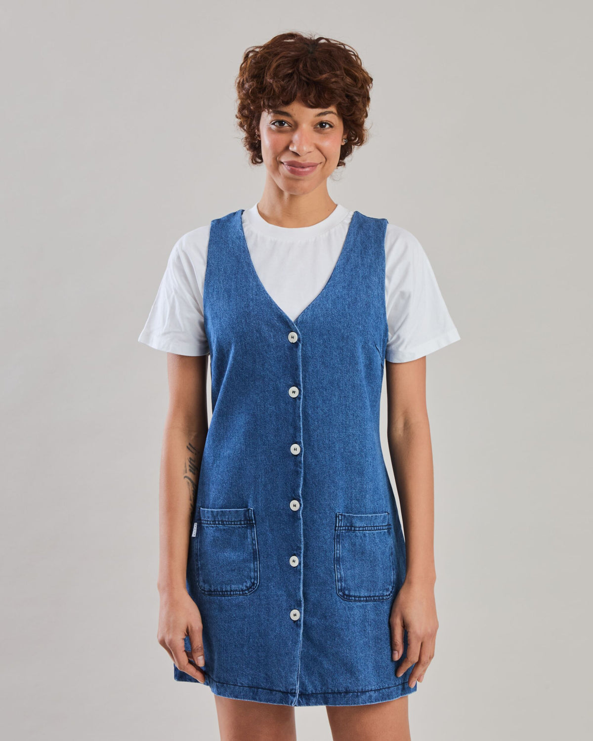 Pichi Short Dress - Washed Denim Blue