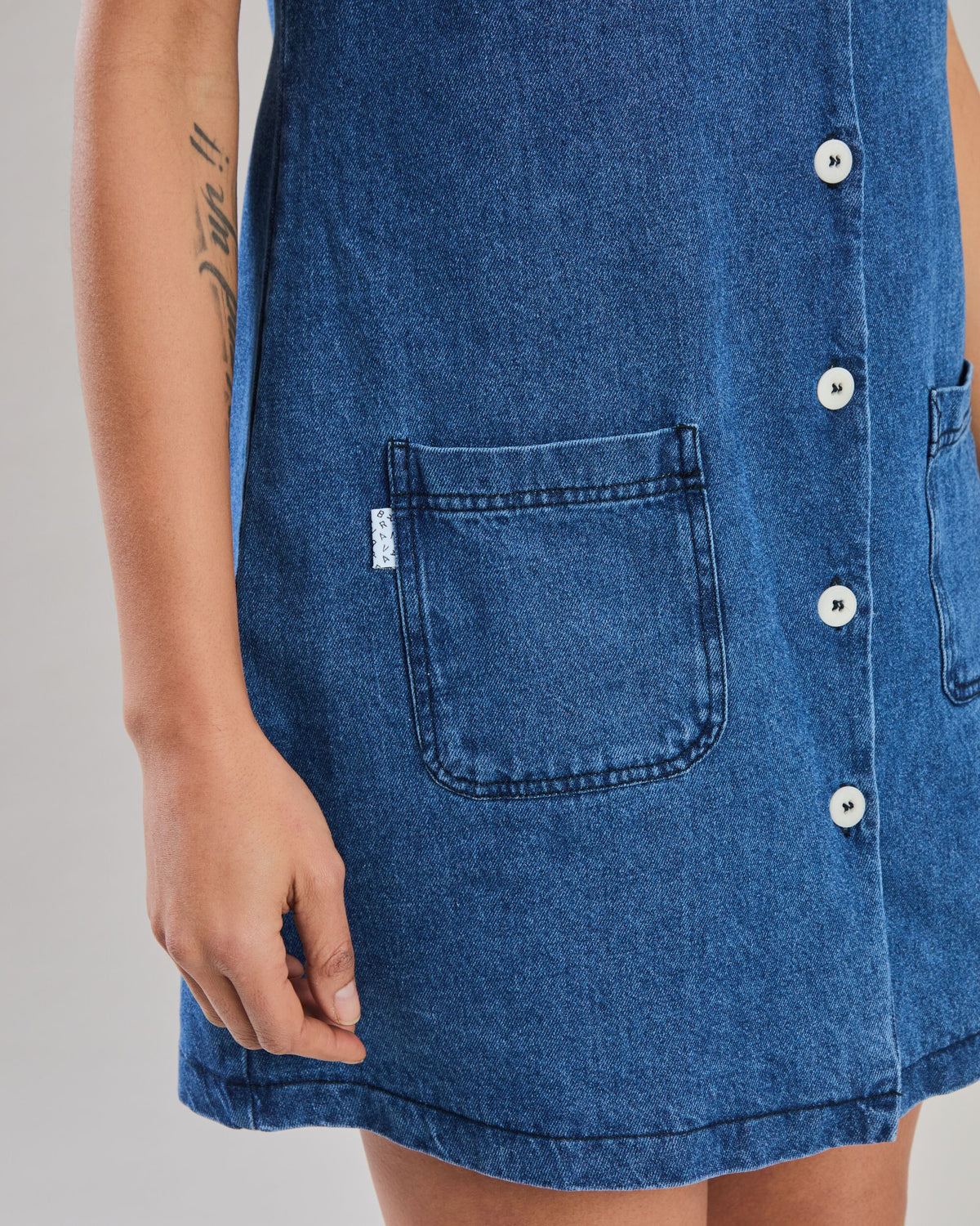 Pichi Short Dress - Washed Denim Blue
