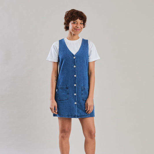 Pichi Short Dress - Washed Denim Blue