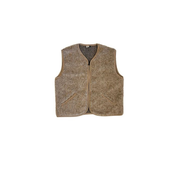 LAST ONE in XS - Pos Light Wool Bodywarmer - Herringbone Camello