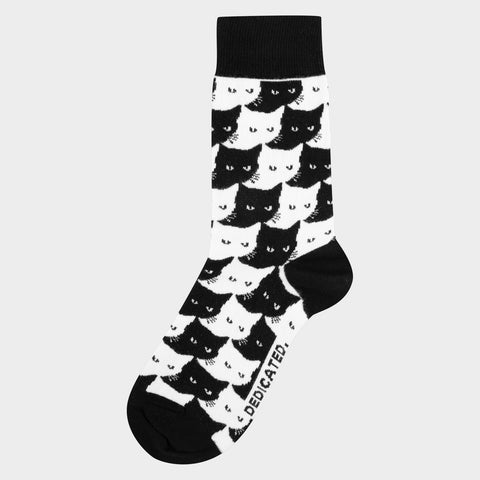 Dedicated Sigtuna Socks Pepita Cats - Black