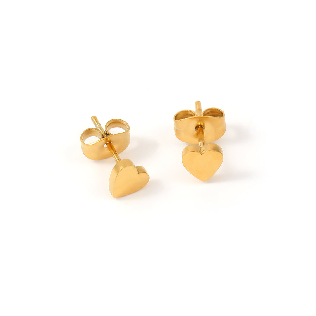 Stina Small Heart Stud Earrings - Gold