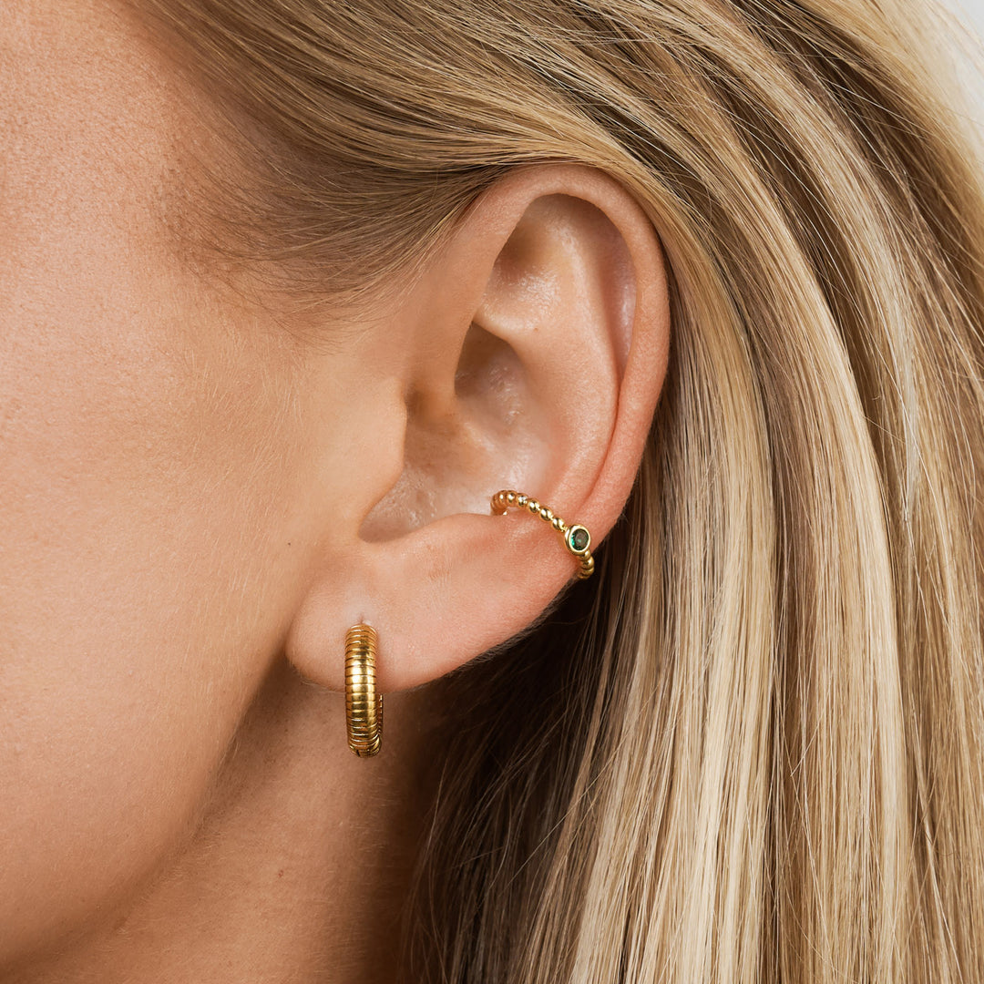 Vivia Ribbed Hoop Earrings - Gold