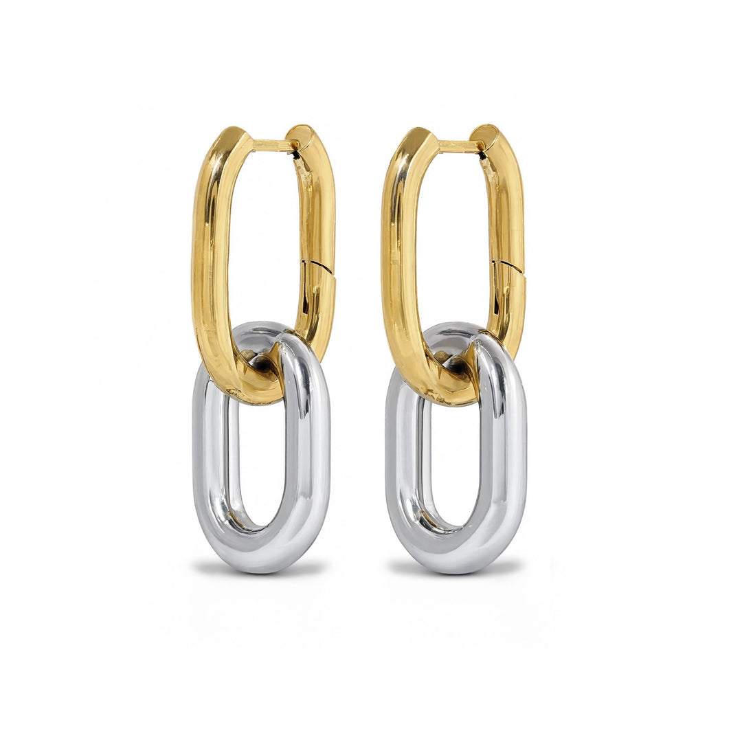 Li Mixed Metal Hoop Earrings - Gold & Silver