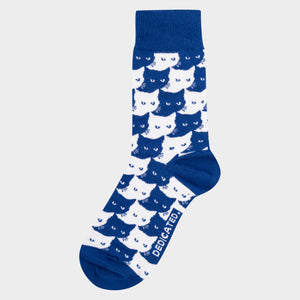 Dedicated Sigtuna Socks Pepita Cats - Sodalite Blue