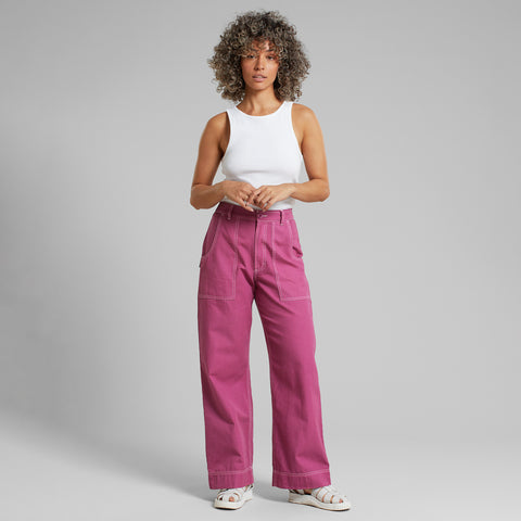 Vara Canvas Workwear Pants - Violet Purple