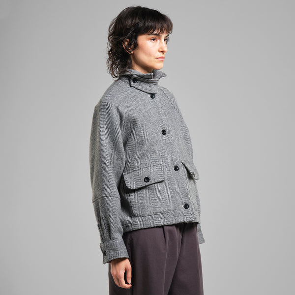 LAST ONE in M - Nabben Wool Jacket - Herringbone Black