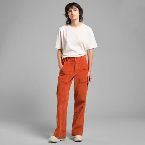 Vara Corduroy Workwear Pants - Cinnamon Orange