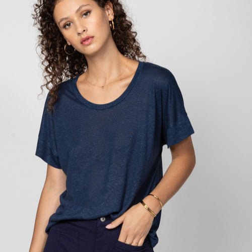 LAST ONE in S - Axelle Linen T-shirt - Marine