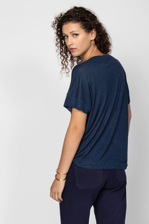 LAST ONE in S - Axelle Linen T-shirt - Marine