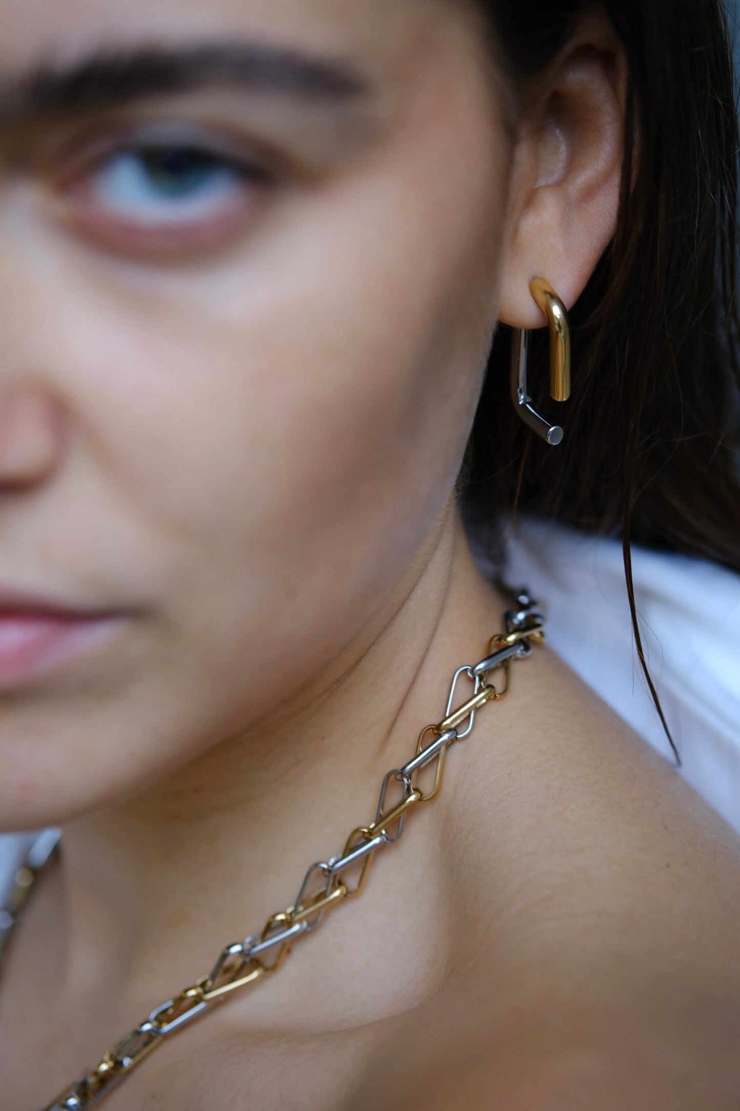 Bandhu Linked Earrings - Silver/Gold