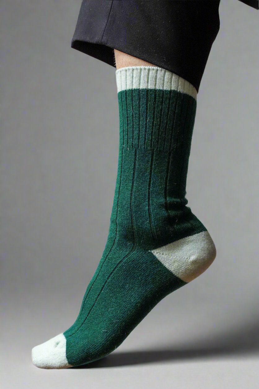 Merino Wool Socks with Bands - Green