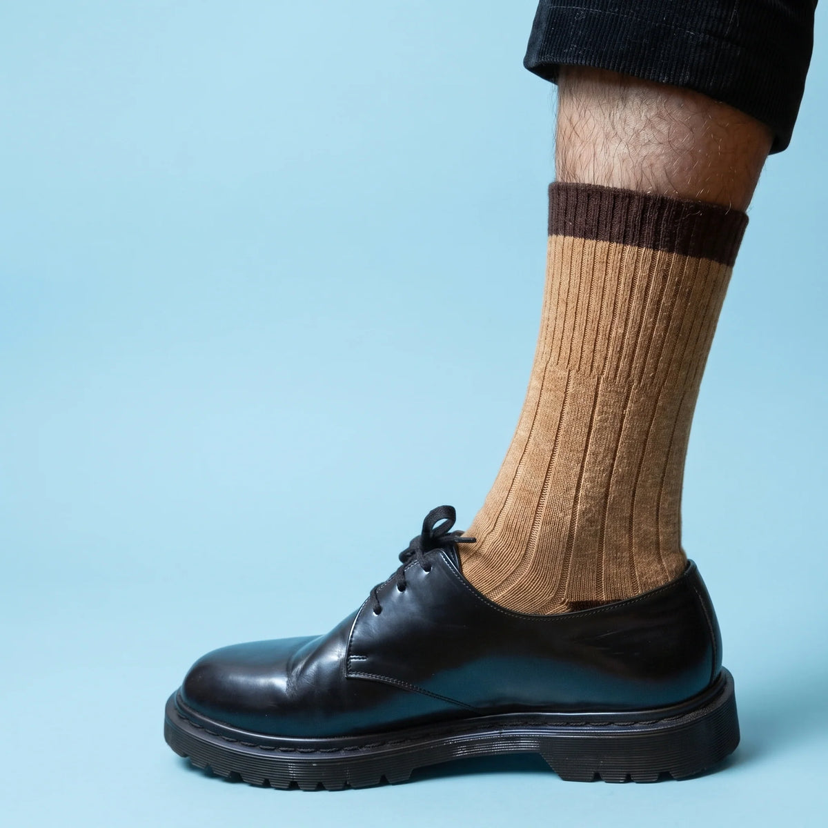 Merino Wool Socks with Bands - Brown/Caramel