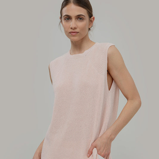 Adelaide Recycled Cotton Knit Top - Pink Tulle