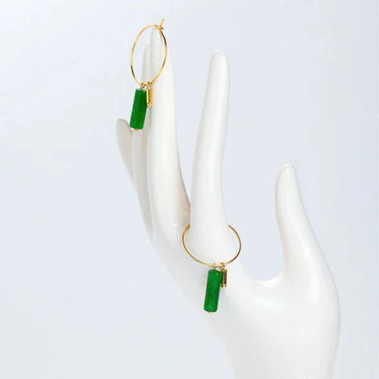 Green Jade Hoops