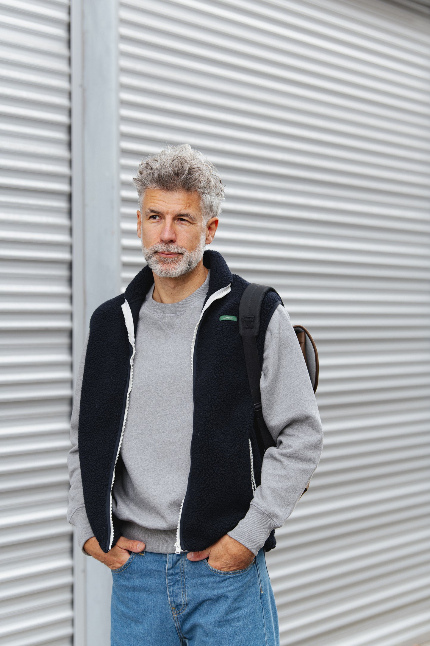 Wool Zip Vest - Navy