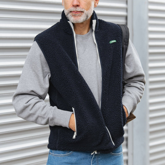 Wool Zip Vest - Navy