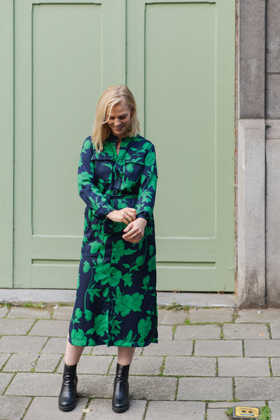 LAST ONE in M - Dedicated Falsterbo Dress Duotone - Floral Green