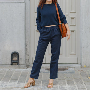 LAST ONE in S - Robinia pants - Blue Canvas Linen