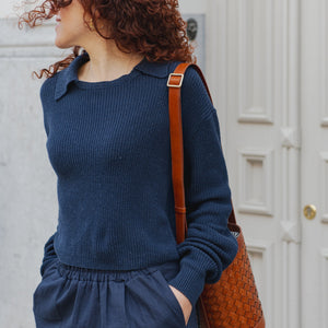 Recycled Cotton Sweater Martina - Baltic Blue