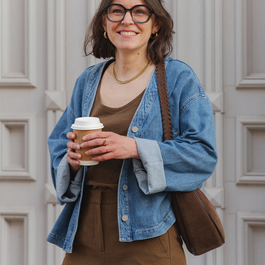 LAST ONE in XS - Linen Blend Denim Jacket - Sea Salt