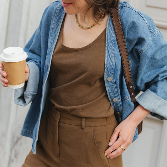Linen Blend Top - Dried Palm