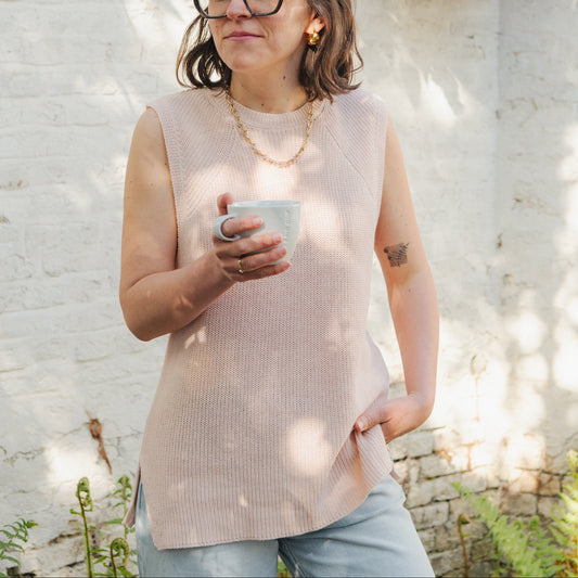 Adelaide Recycled Cotton Knit Top - Pink Tulle