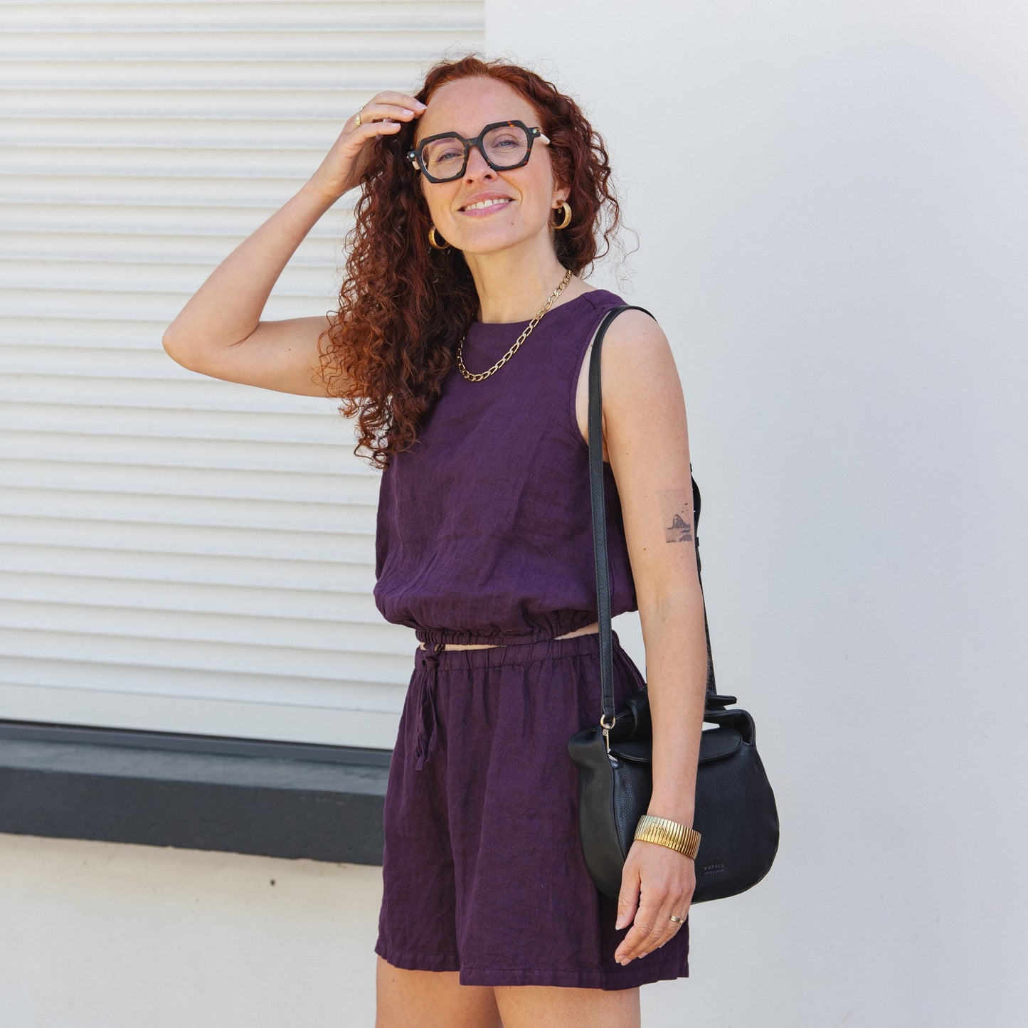 Marum Linen Drawstring Shorts - Cherry Lacquer