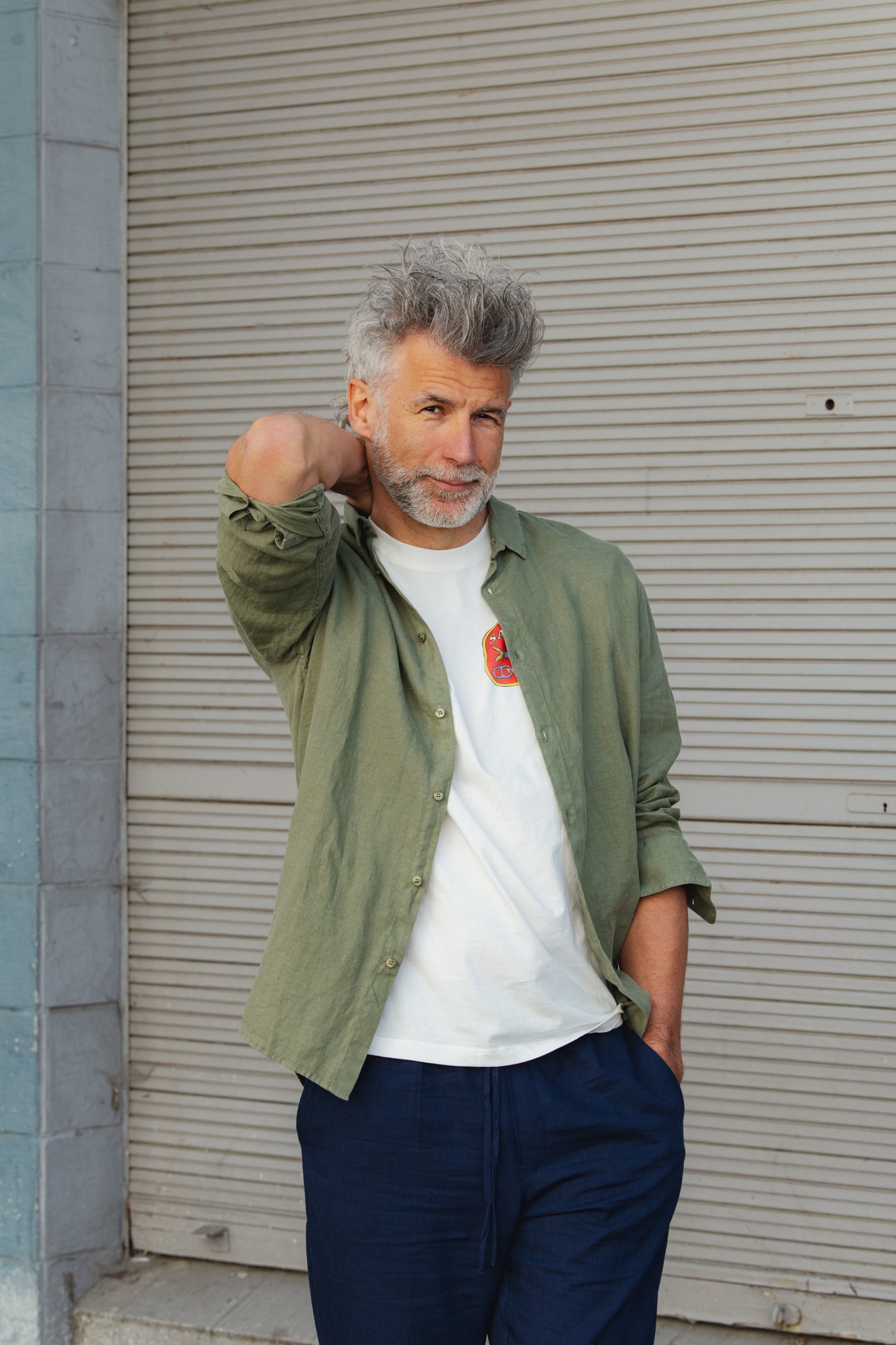Kent Linen Shirt - Faded Olive