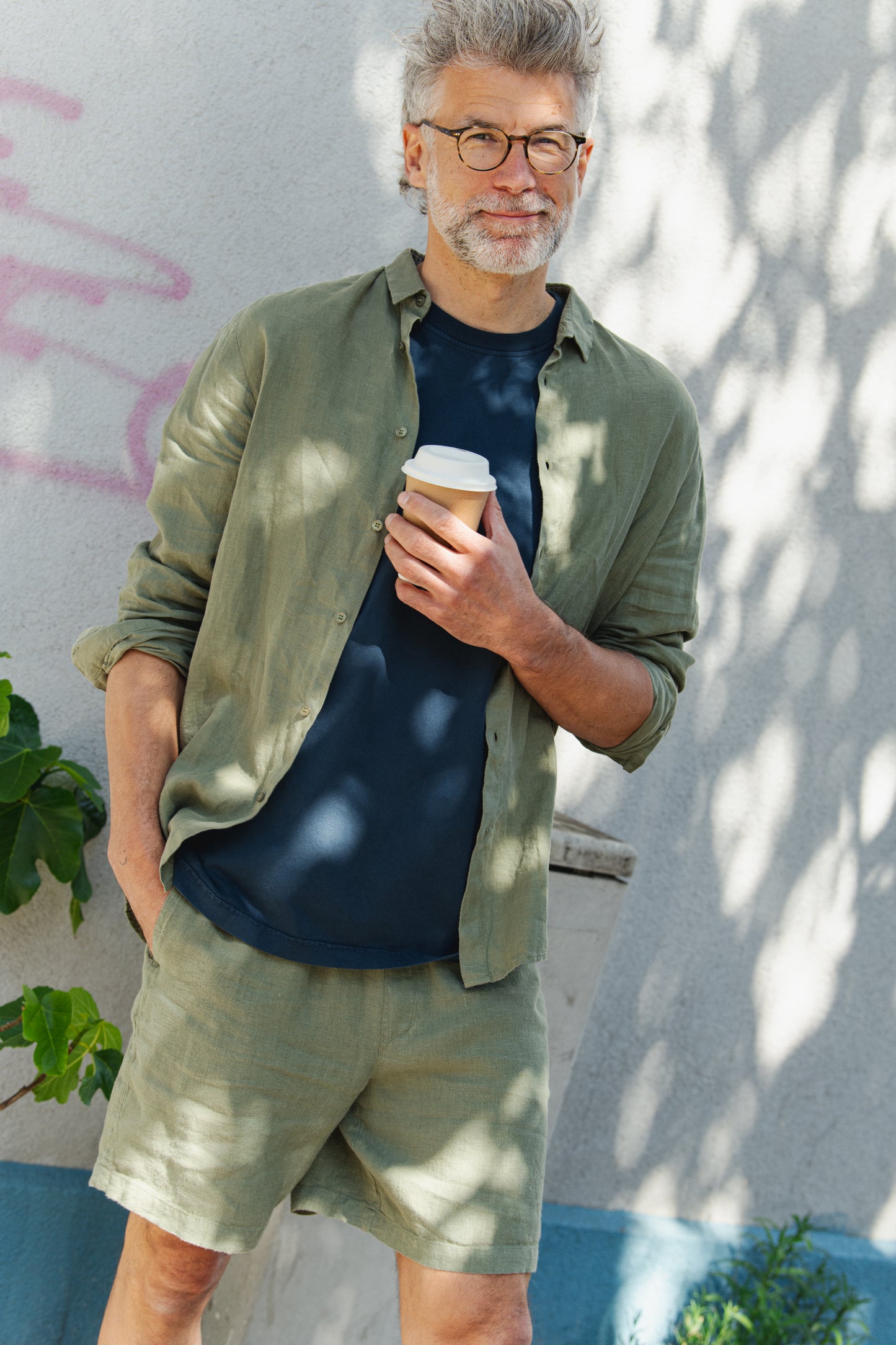 Laurin Linen Shorts - Faded Olive