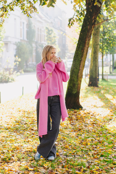 LAST ONE - Wooly Knit Scarf - Bonbon Pink