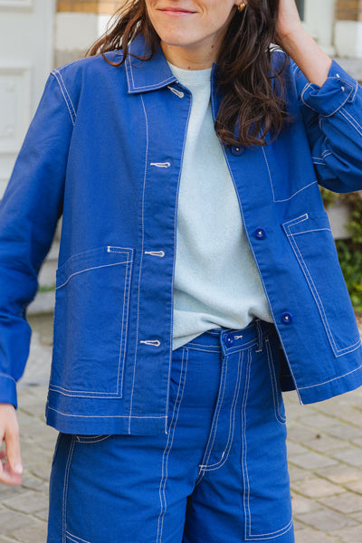 LAST ONE in S - Stiby Canvas Jacket - Surf Blue