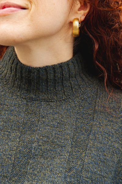 LAST ONE in 34 - Carol Wool Jumper - Olive Blue Melange