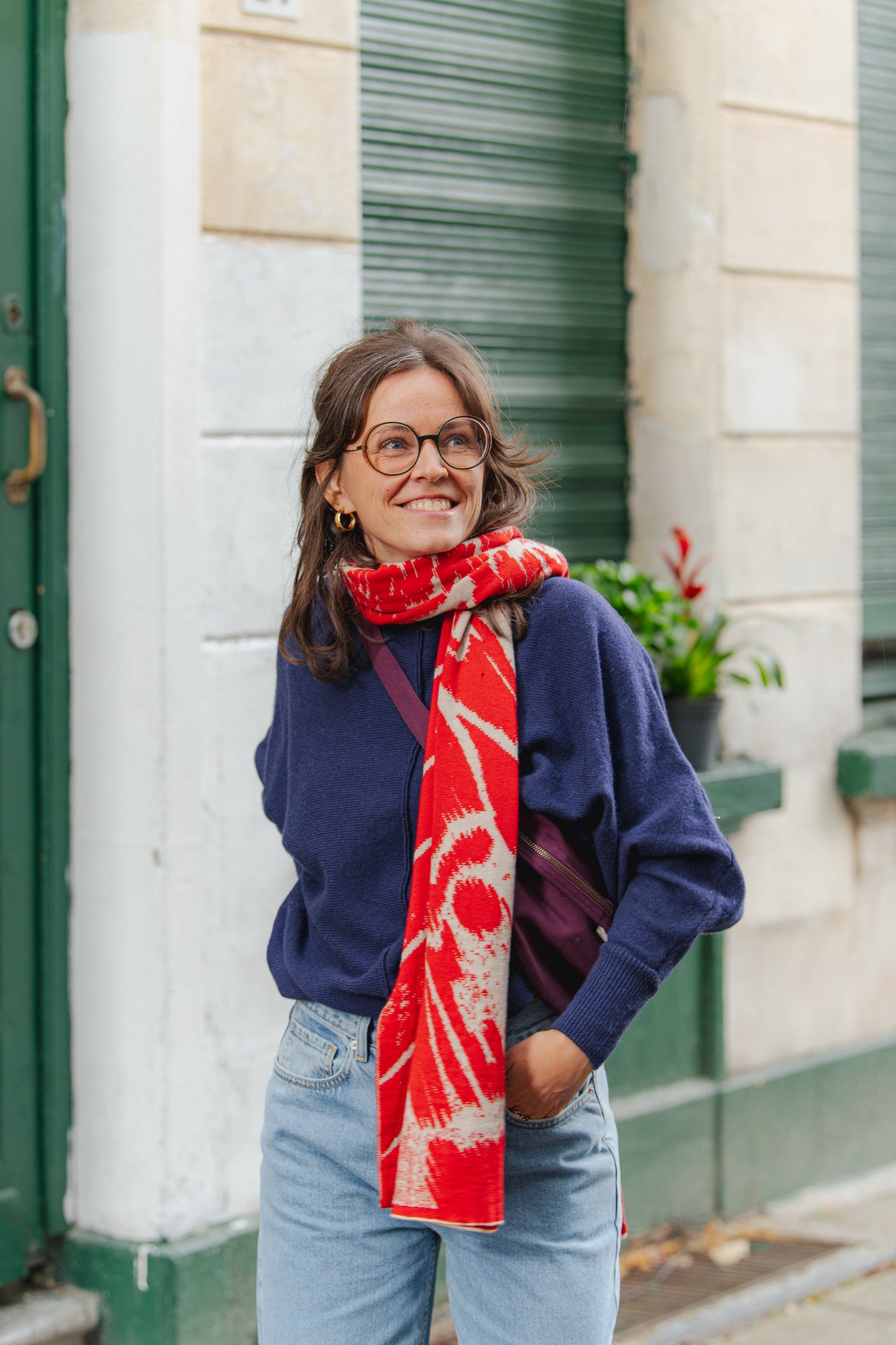 Batwing Wool-mix Jumper - Purple / Blue melange