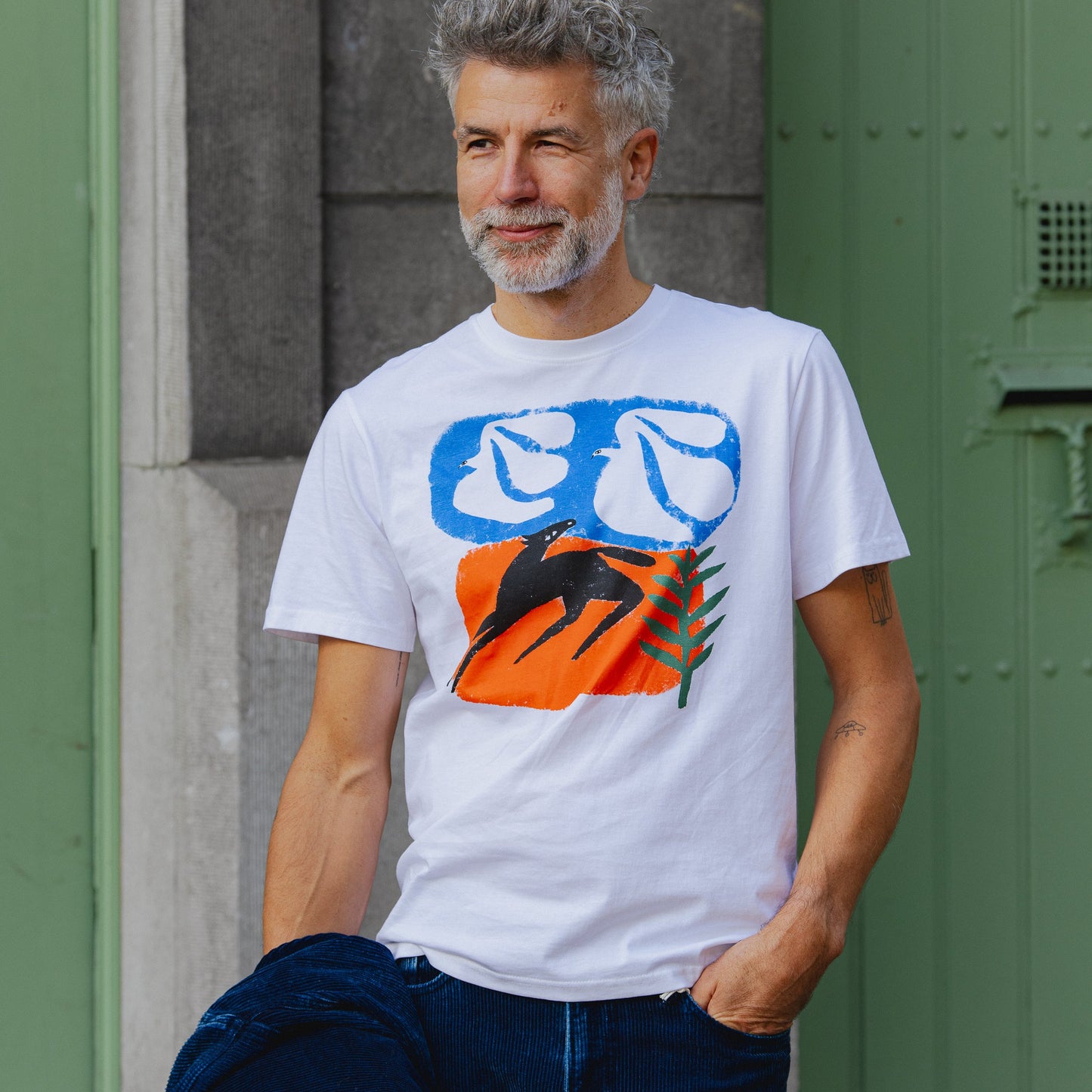 Stockholm Foal with Birds T-shirt - White