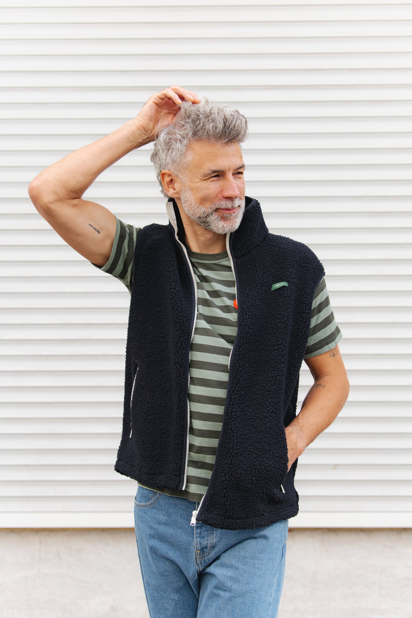 Wool Zip Vest - Navy