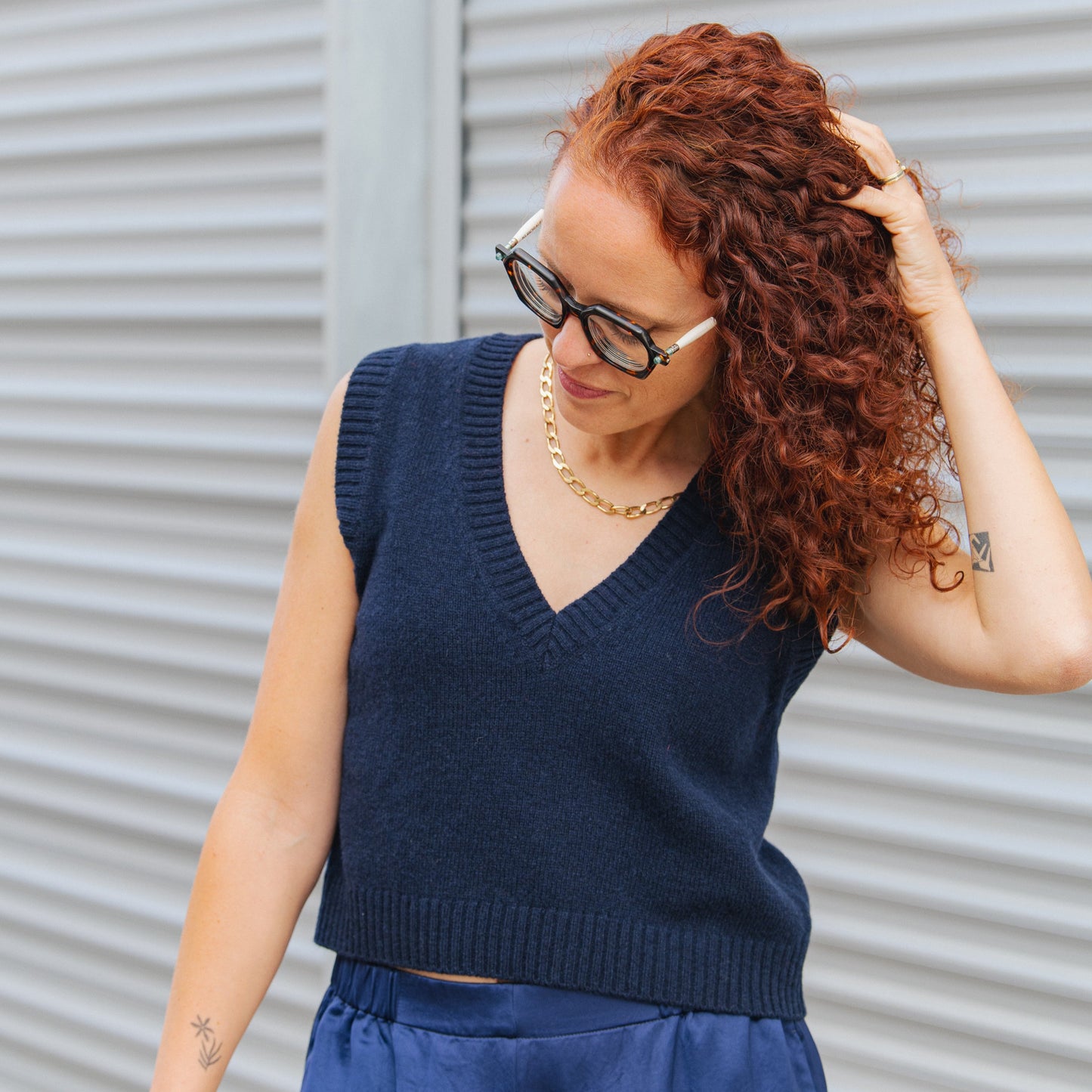 Melania Wool Vest - Blue Mora