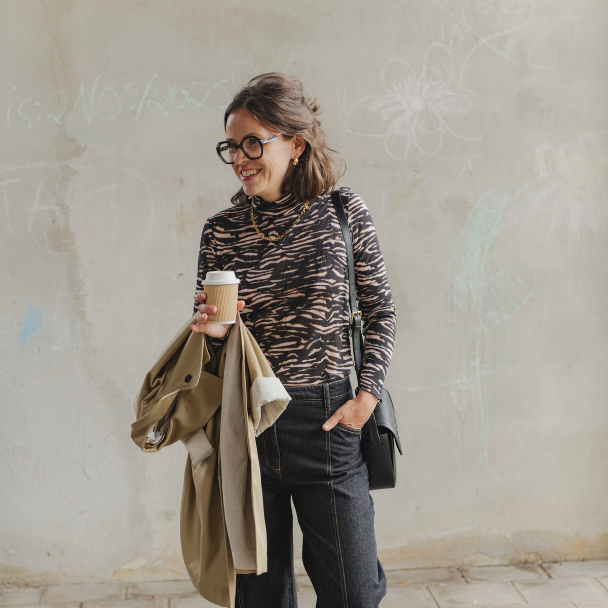 LAST ONE in 38 - Turtleneck Tencel - Animal Stripe