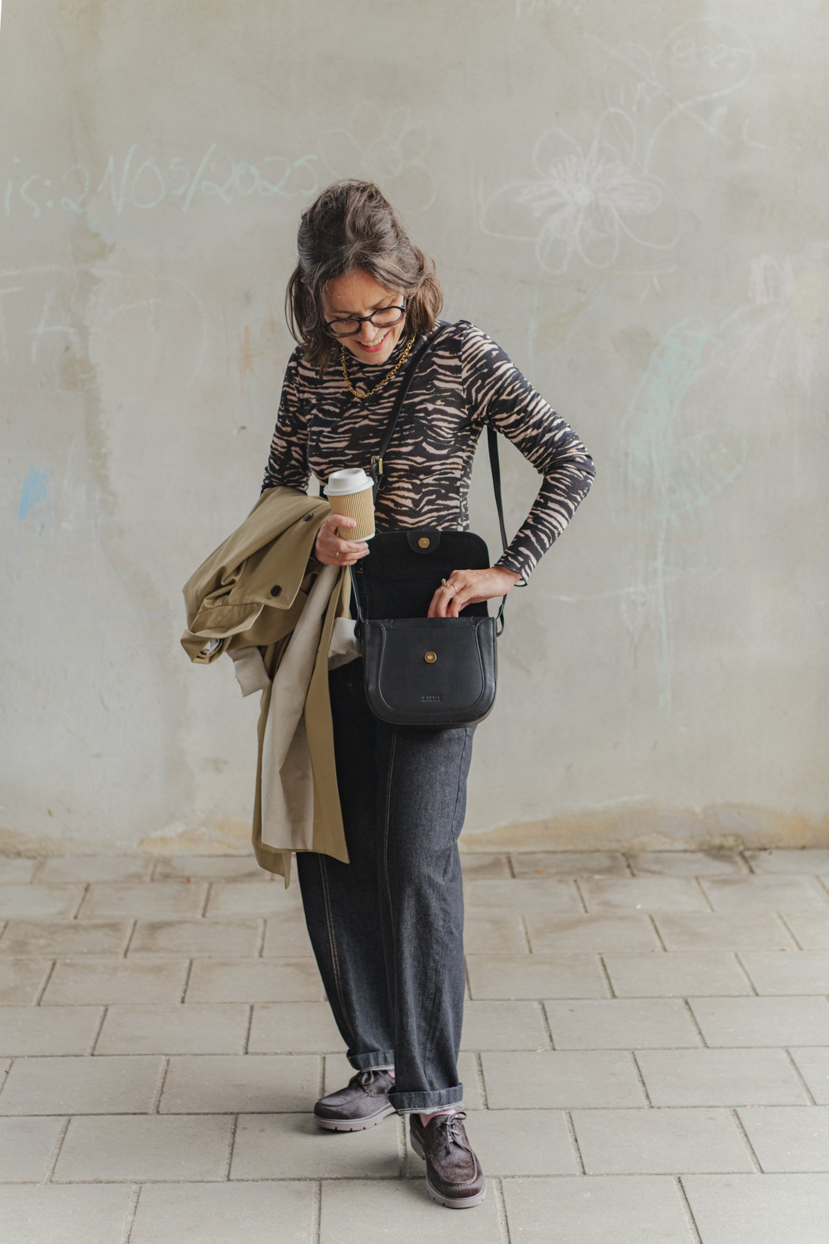 LAST ONE in 38 - Turtleneck Tencel - Animal Stripe