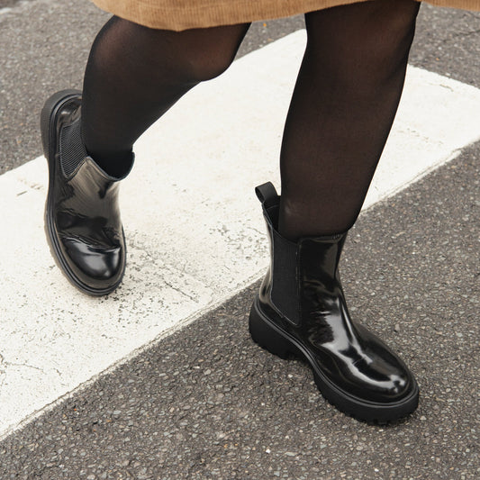 Aya Patent Boots - Black