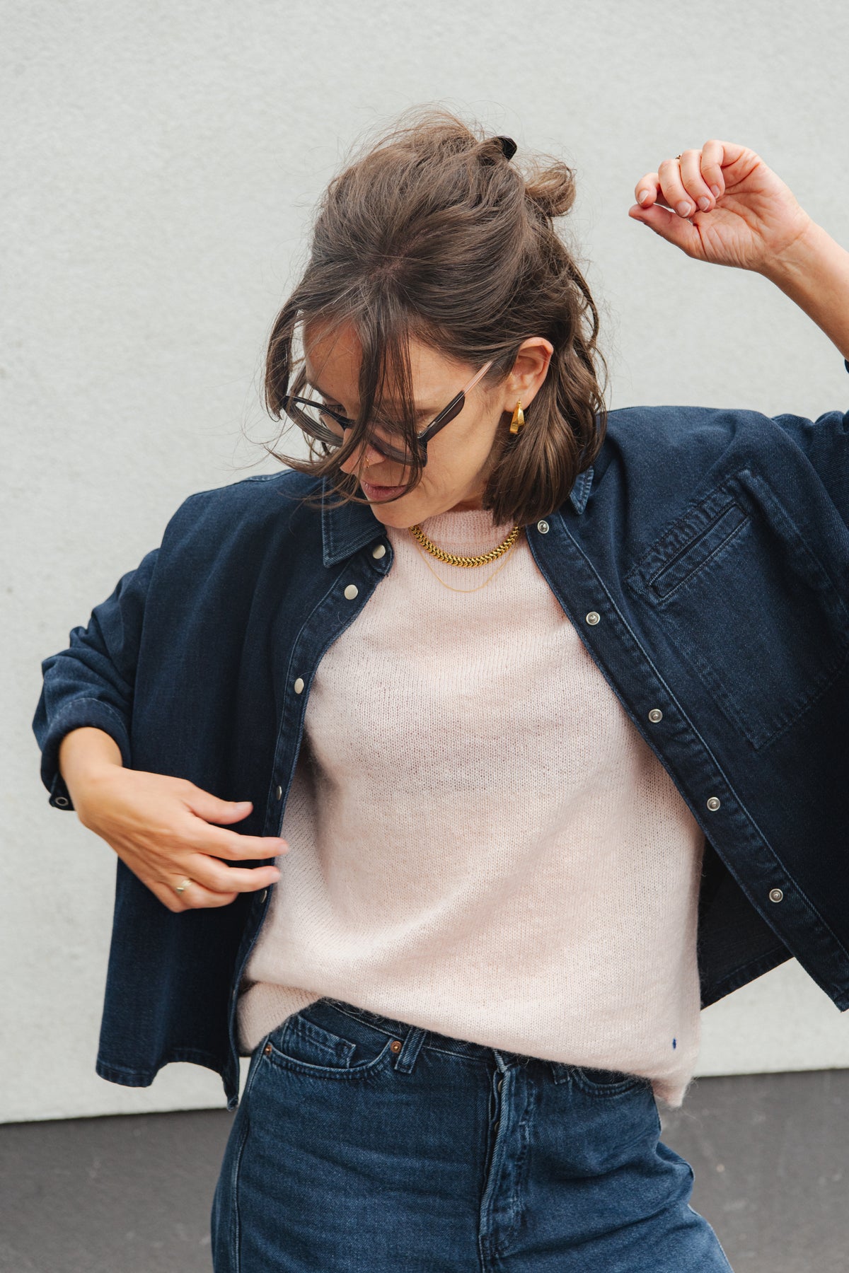 LAST ONE in L - Nalaani Denim Blouse - Rinse