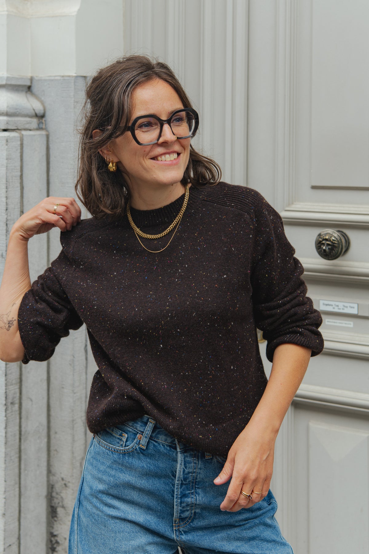 Cropped Sweater - Bitter Chocolate Tweed
