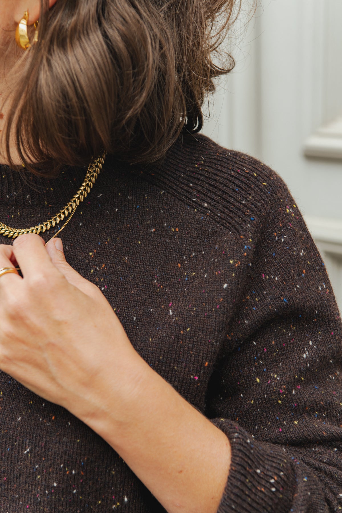 Cropped Sweater - Bitter Chocolate Tweed