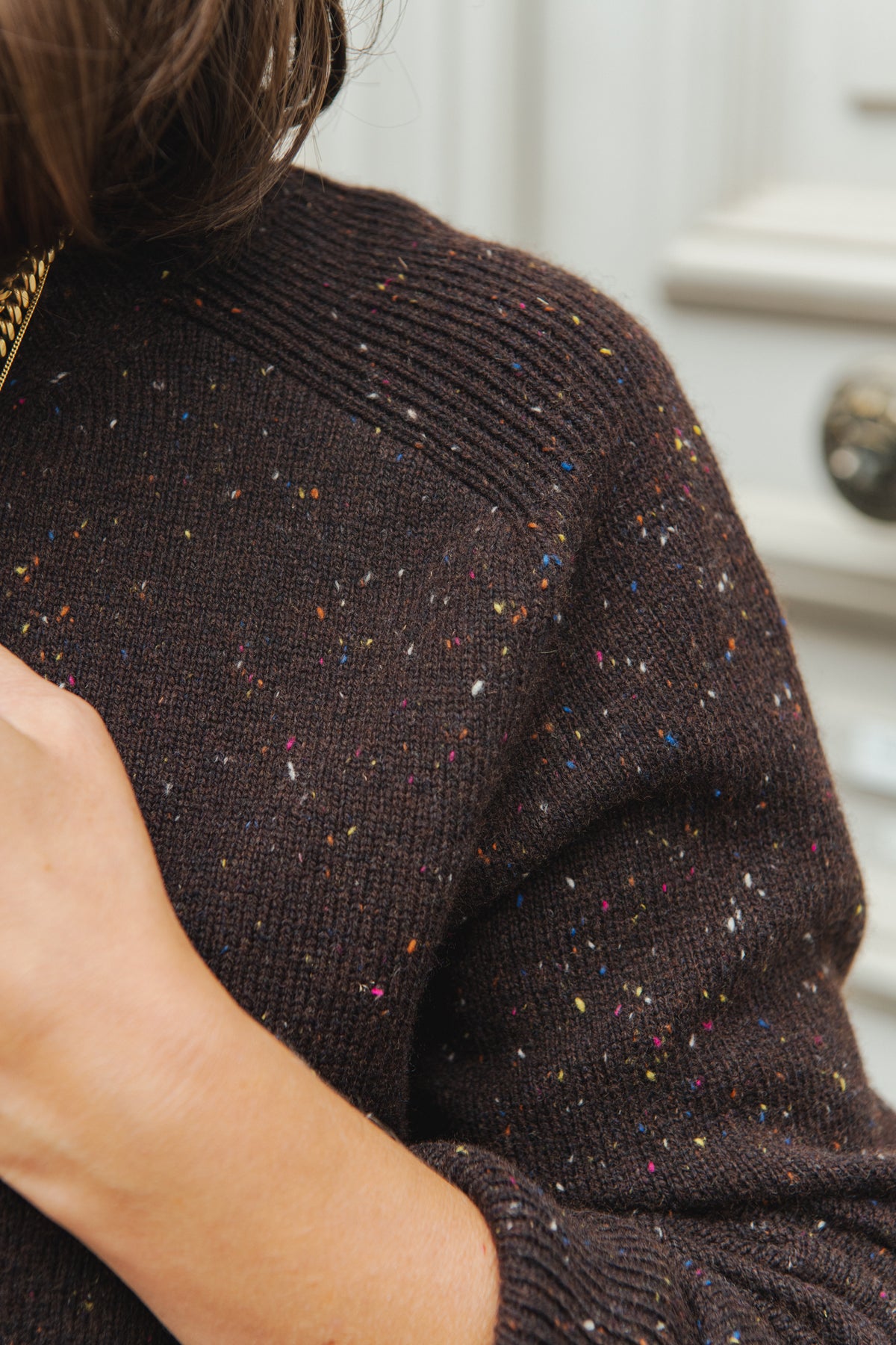 Cropped Sweater - Bitter Chocolate Tweed