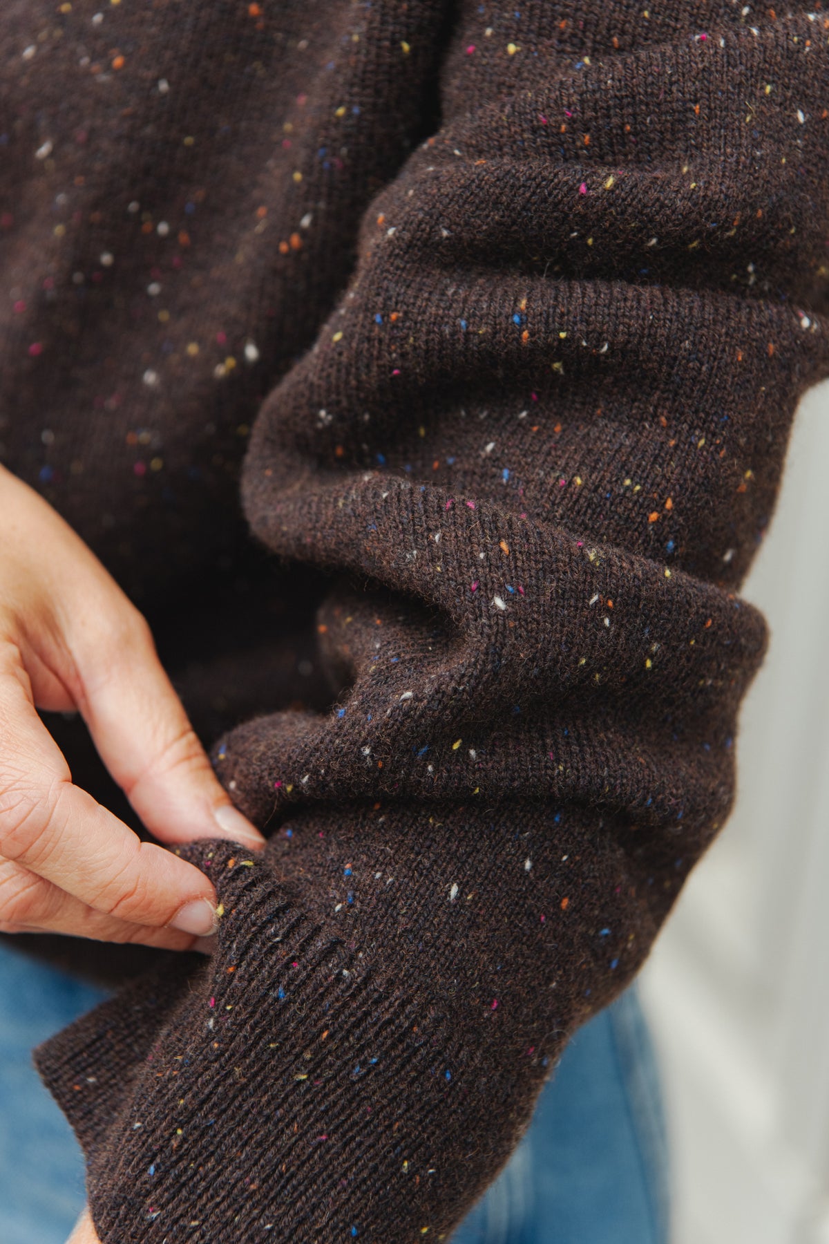 Cropped Sweater - Bitter Chocolate Tweed