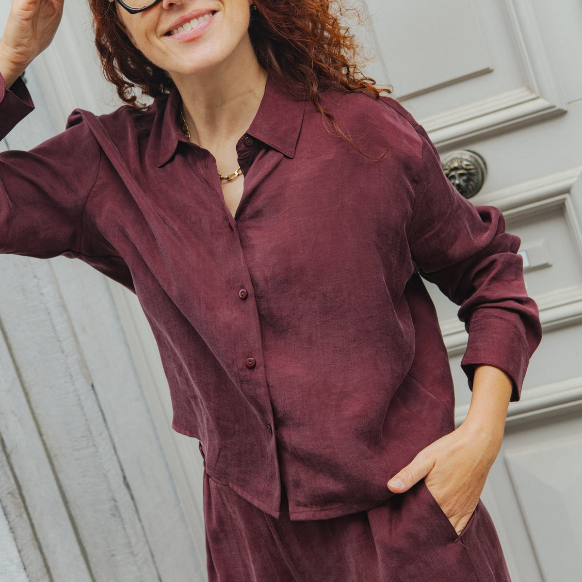 Savannah Blouse - Wine Red